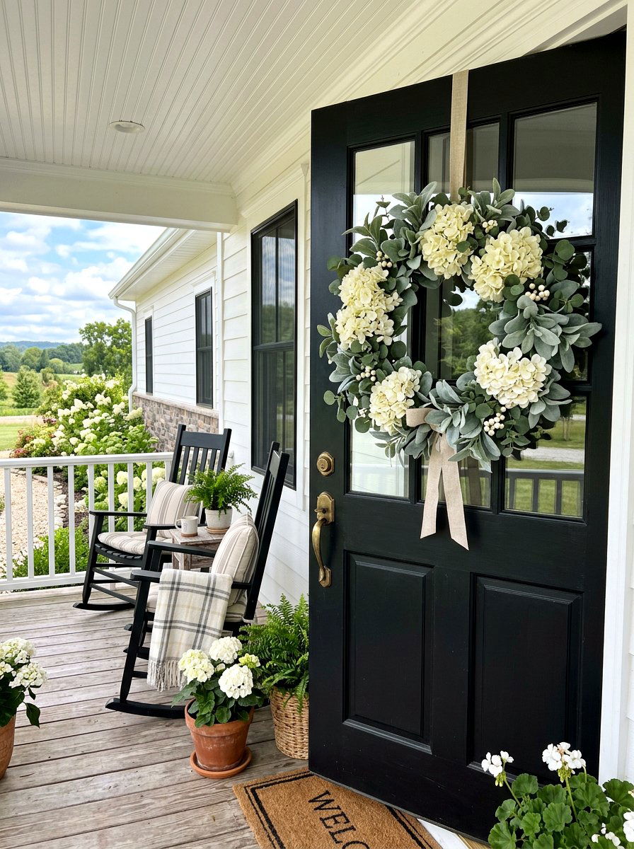 Hydrangea Lambs Ear Wreath - 25 Spring Hydrangea Wreath Ideas