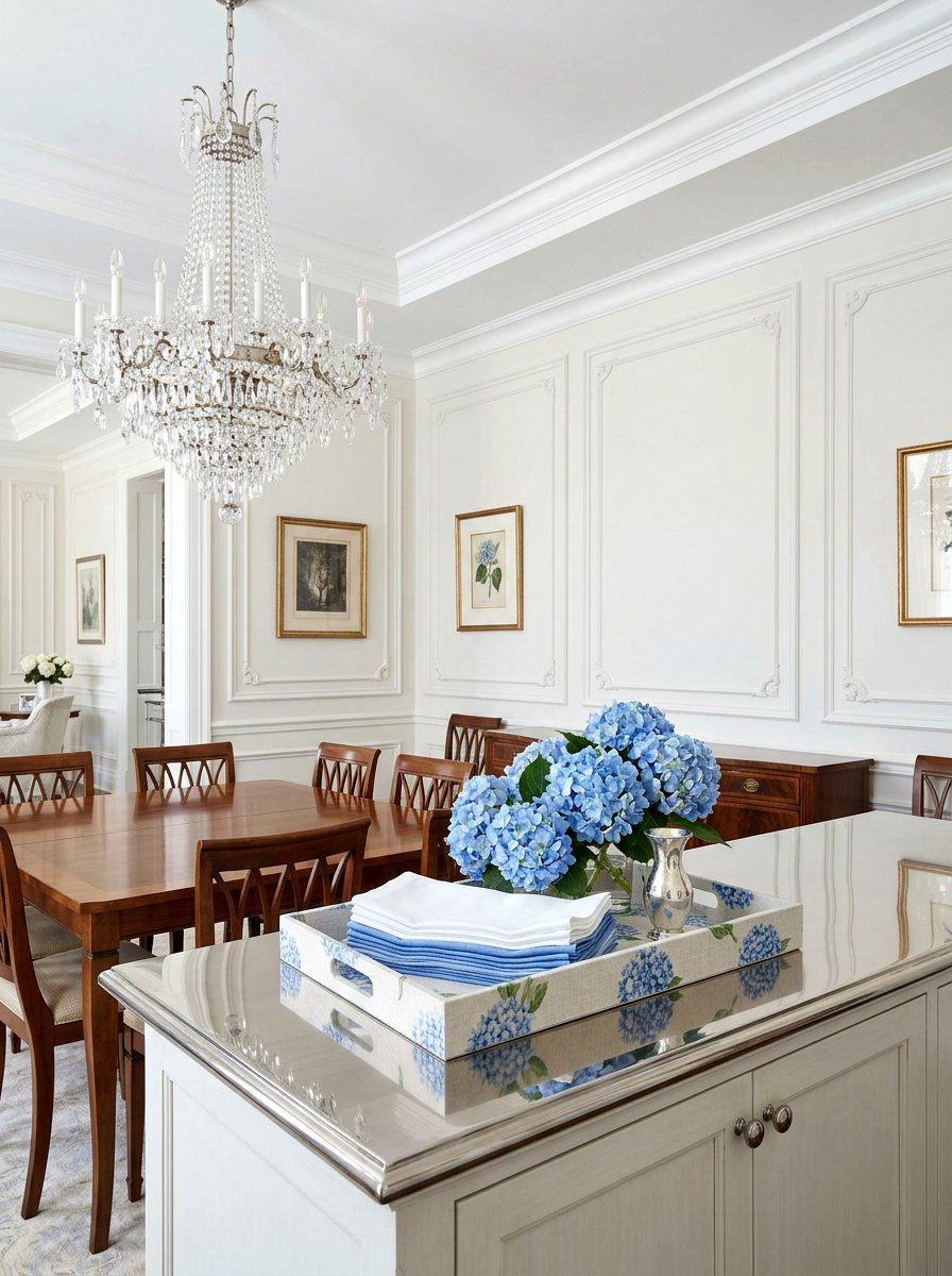 Hydrangea Linen Tray - 25 Spring Round Tray Decor Ideas