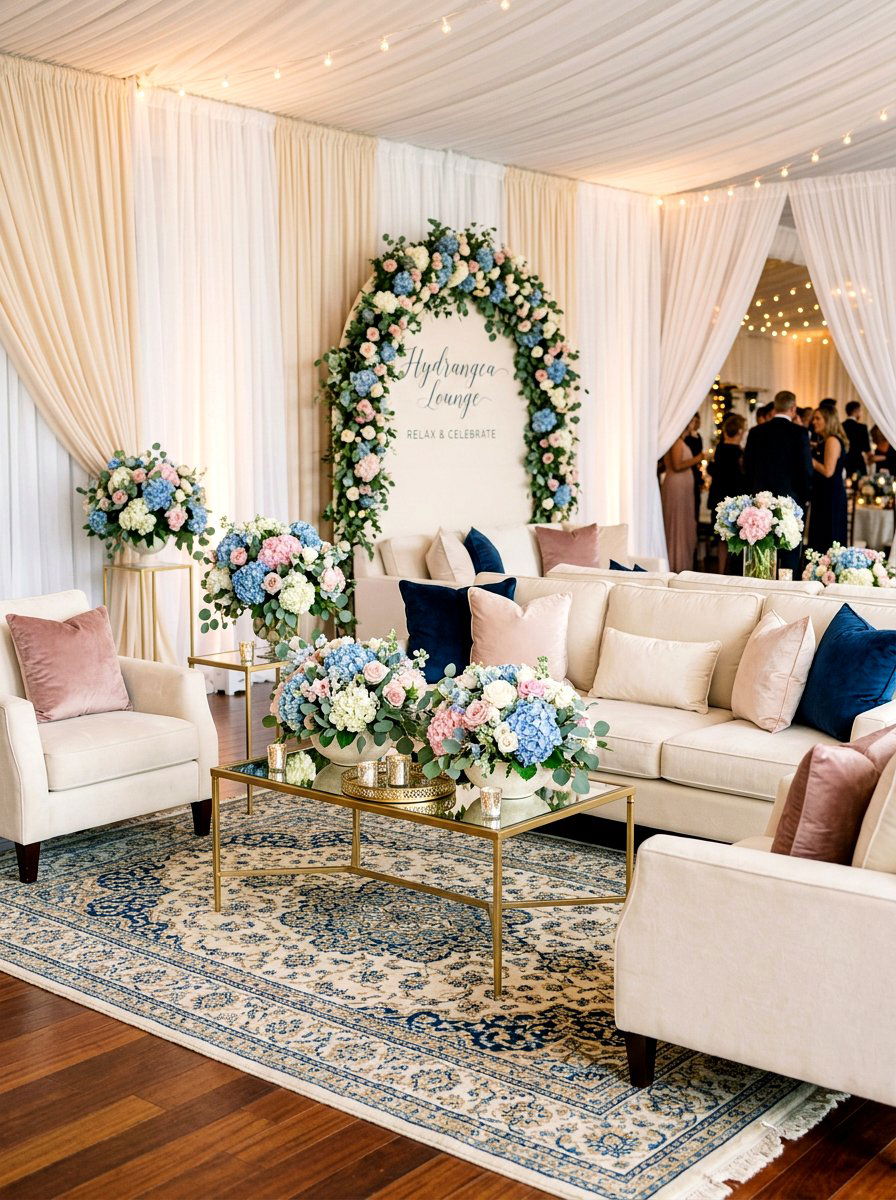 Hydrangea Lounge Area - 25 Spring Wedding Flower Ideas