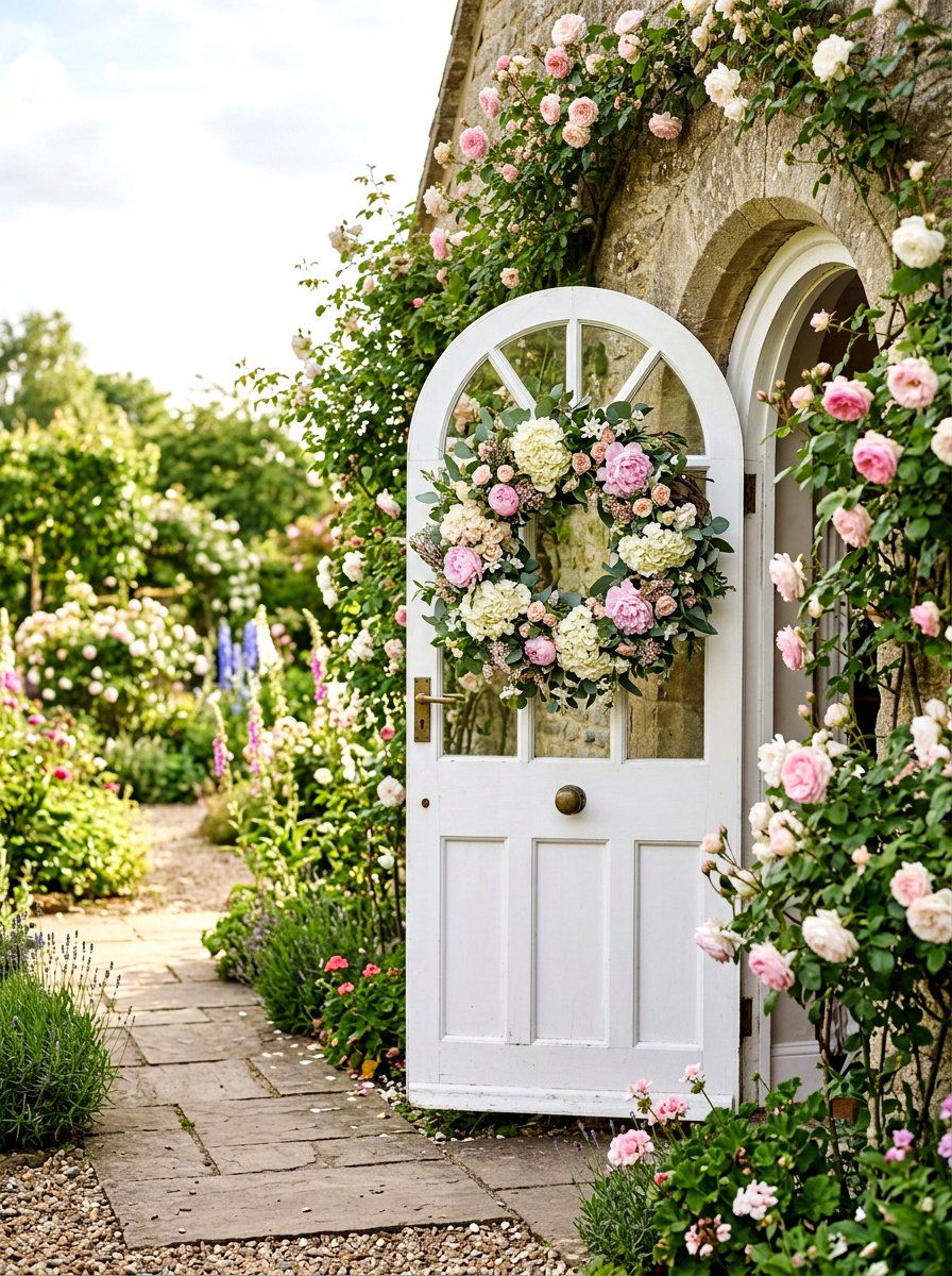 Hydrangea Peony Wreath - 25 Spring Hydrangea Wreath Ideas