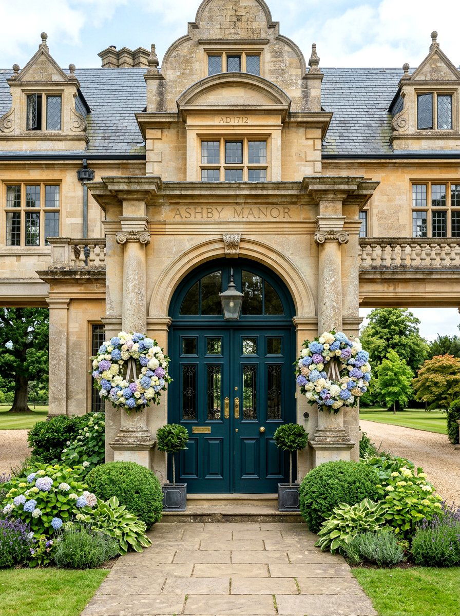 Hydrangea Spring Wreath - 25 Spring Double Door Wreath Ideas