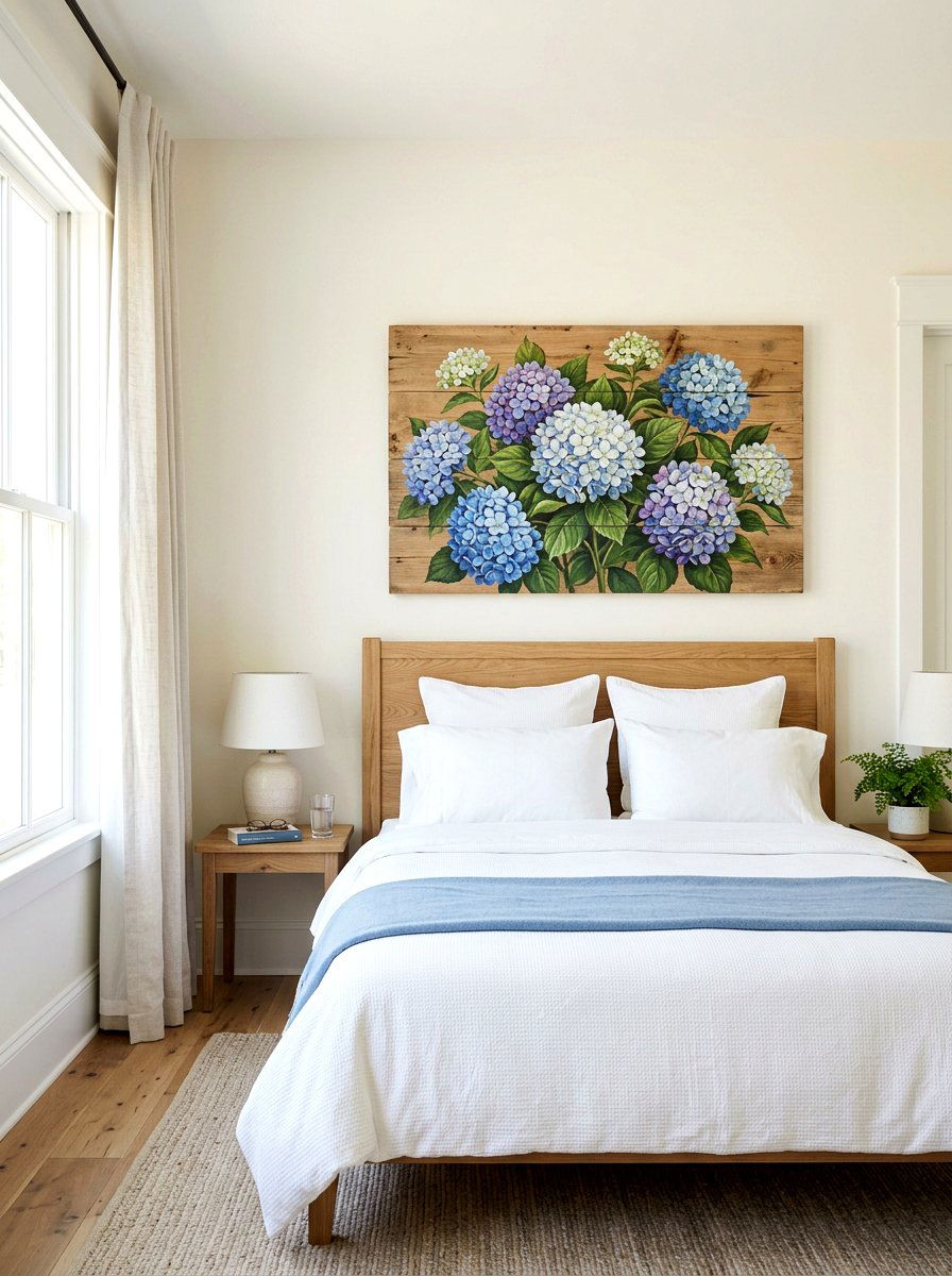 Hydrangea Wood Wall Art - 25 Spring Wooden Sign Ideas
