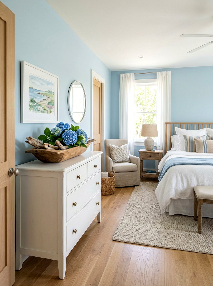 Hydrangea and Driftwood Design - 25 Spring Dough Bowl Decor Ideas