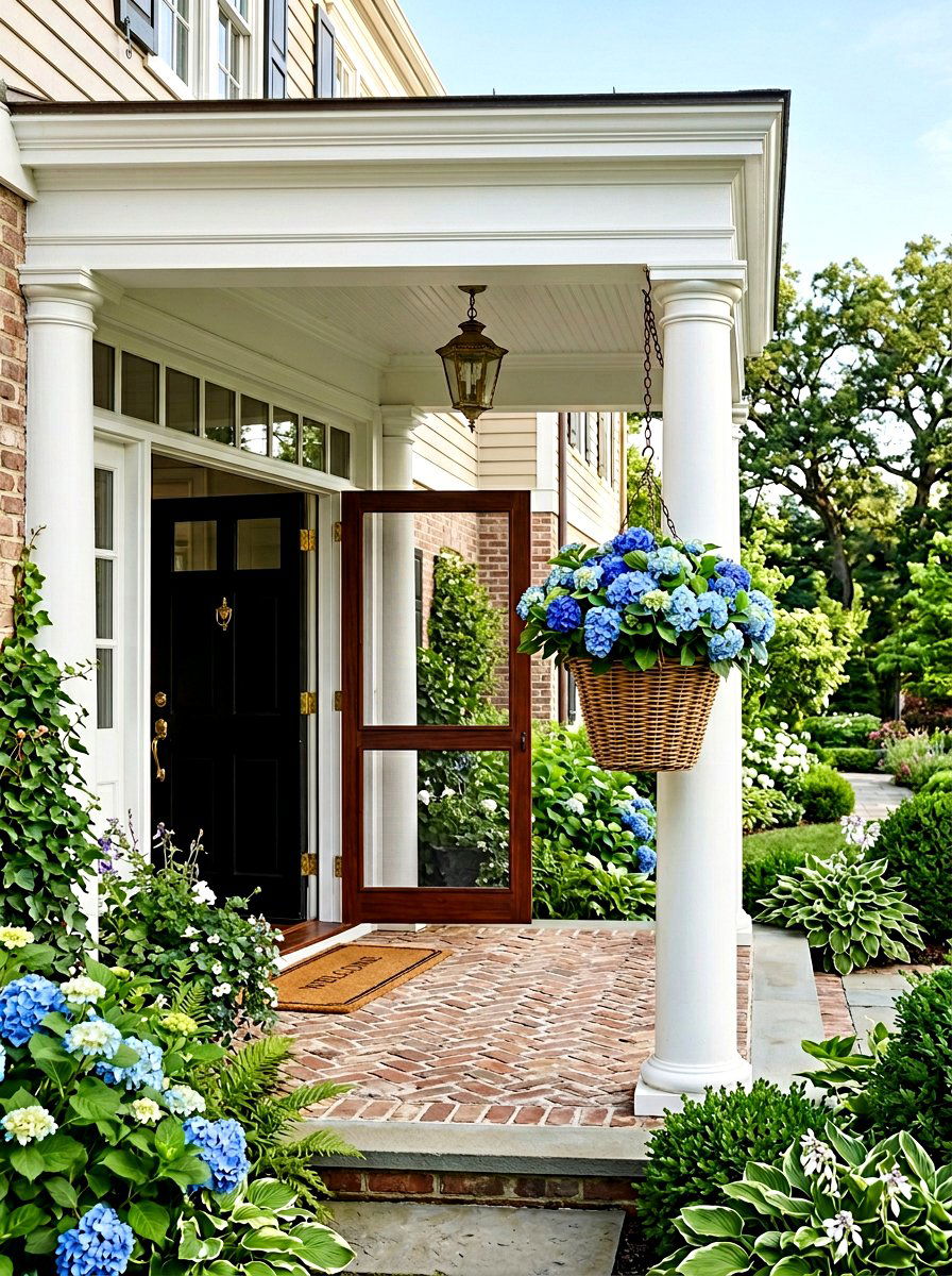 Hydrangea basket door hanger - 25 Spring Screen Door Decor Ideas