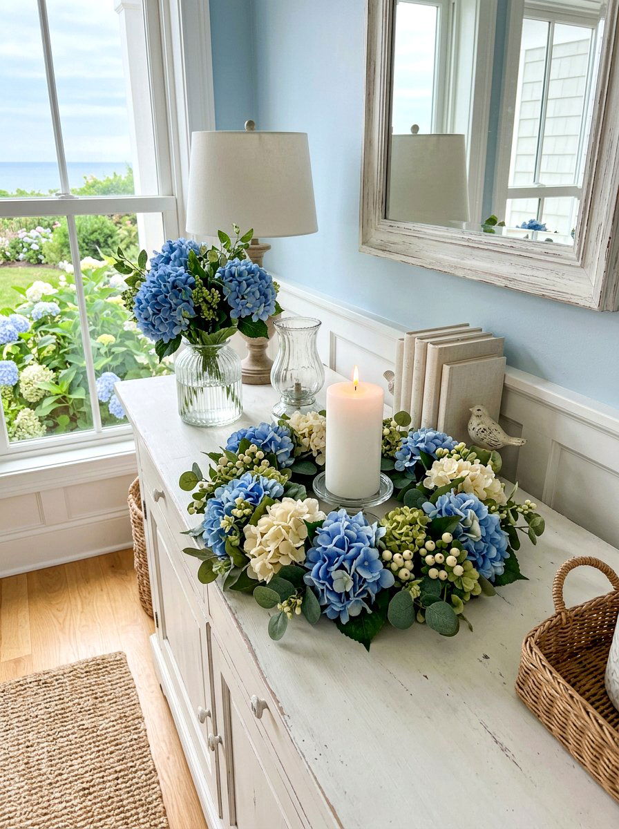 Hydrangea candle ring - 25 Spring Candle Ring Ideas