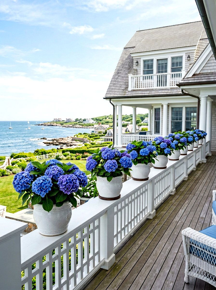 Hydrangea for porch railing - 25 Spring Porch Railing Decor Ideas