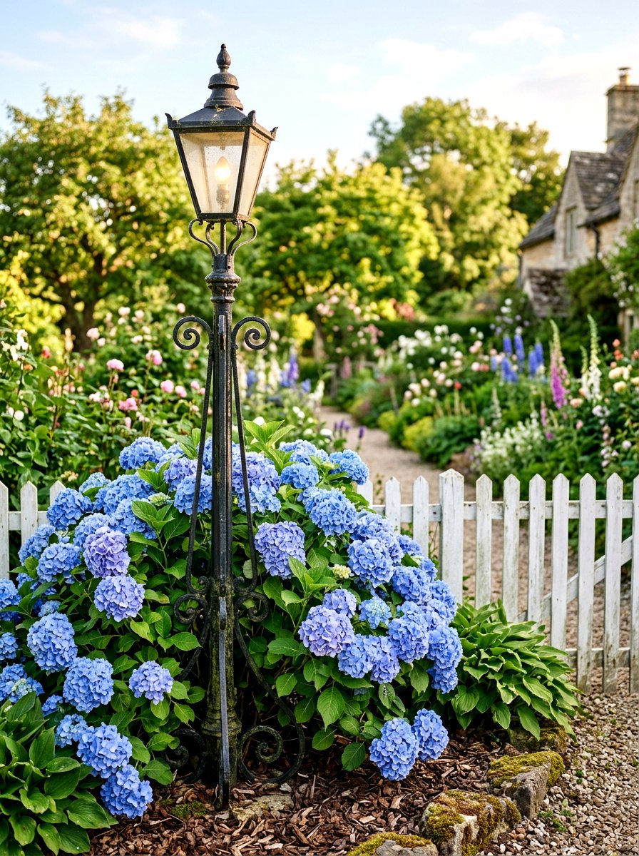 Hydrangea lamp post - 25 Spring Lamp Post Decor Ideas