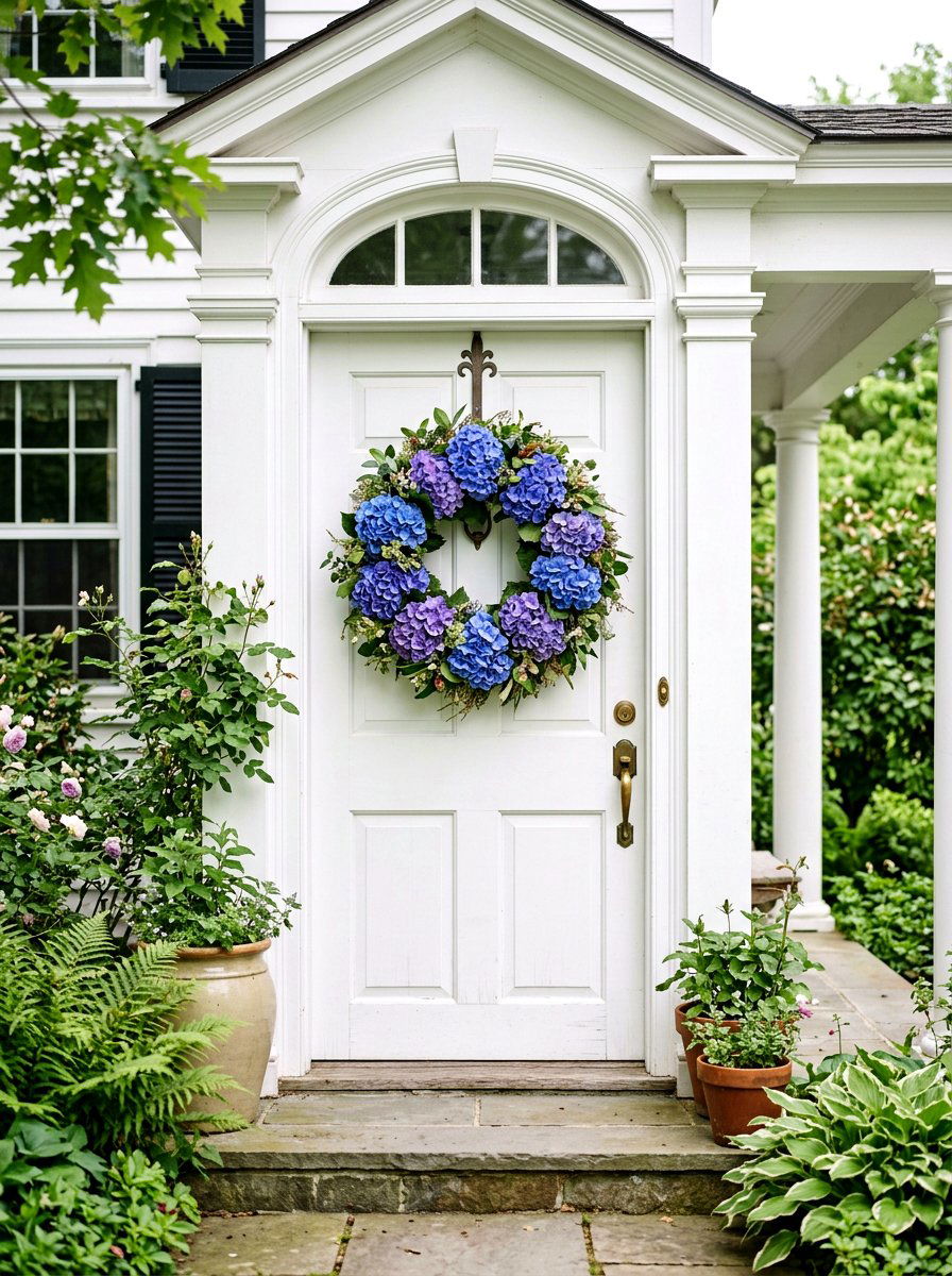 Hydrangea wreath - 25 Spring Wreath Craft Ideas