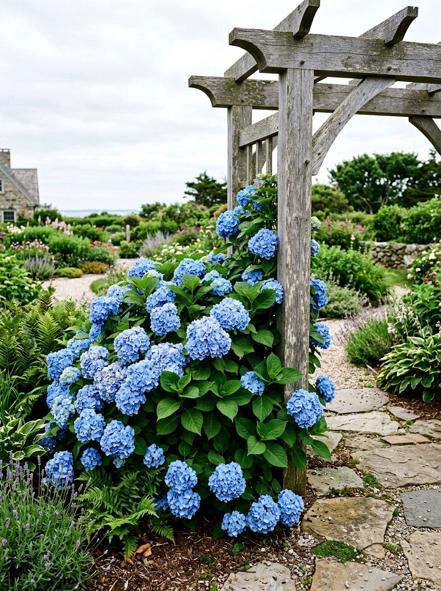 Hydrangeas At Base - 25 Spring Arbor Decor Ideas