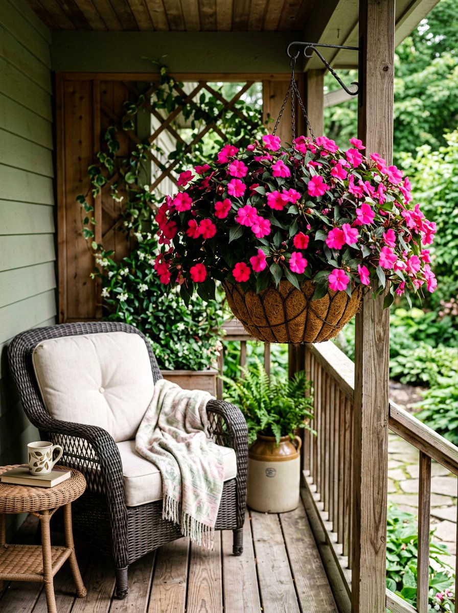 Impatiens Hanging Basket - 25 Spring Hanging Basket Flower Ideas