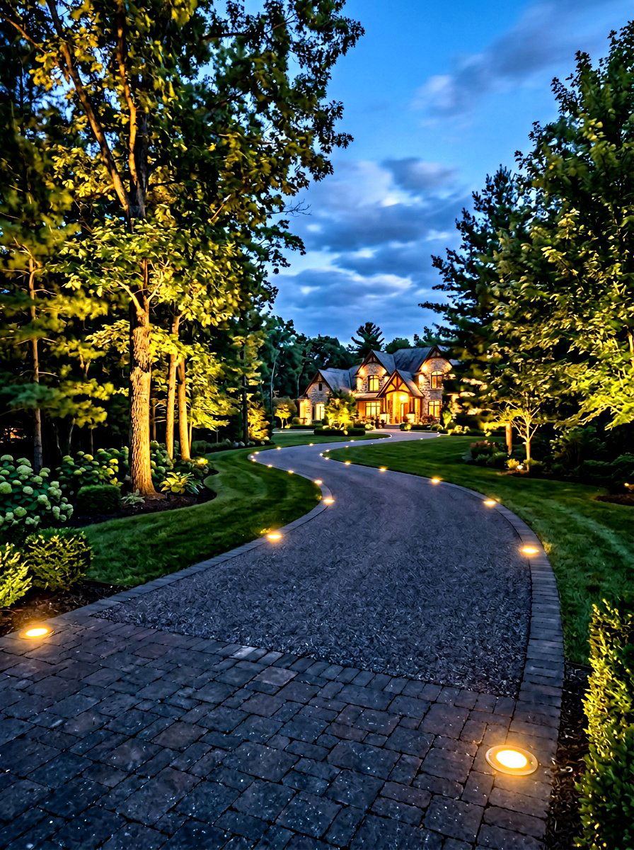 In Ground Well Lights Driveway - 25 Spring Outdoor Lighting Ideas