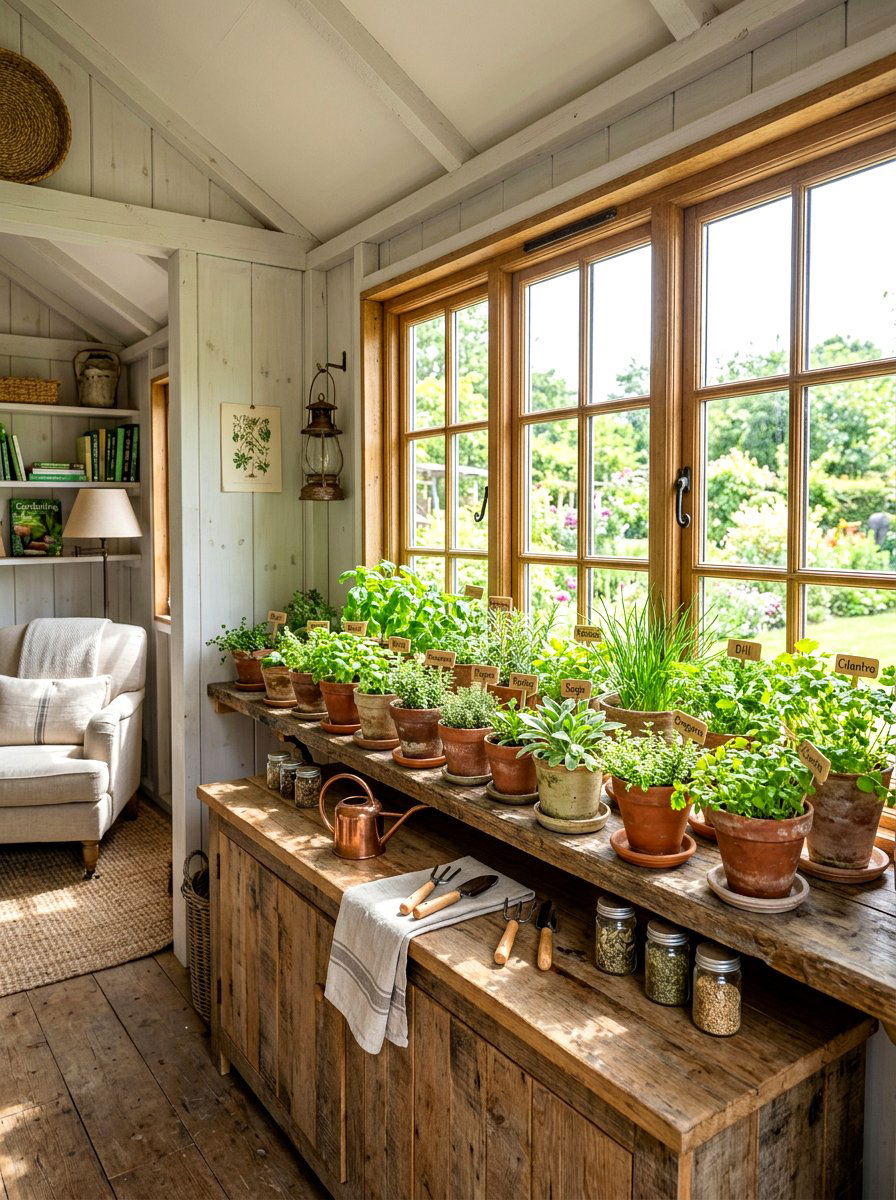 Indoor Herb Garden - 25 Spring She Shed Decor Ideas