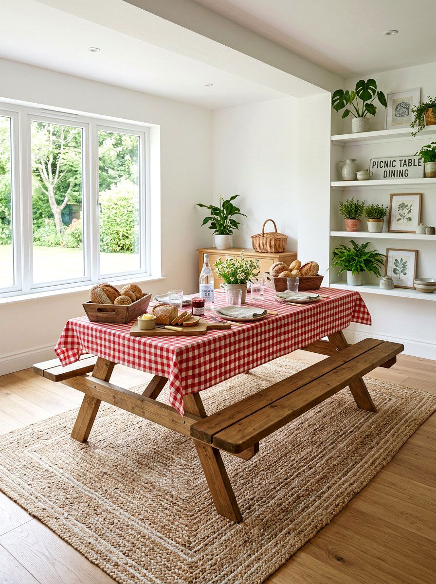 Indoor Picnic Table - 25 Spring Table Setting Ideas