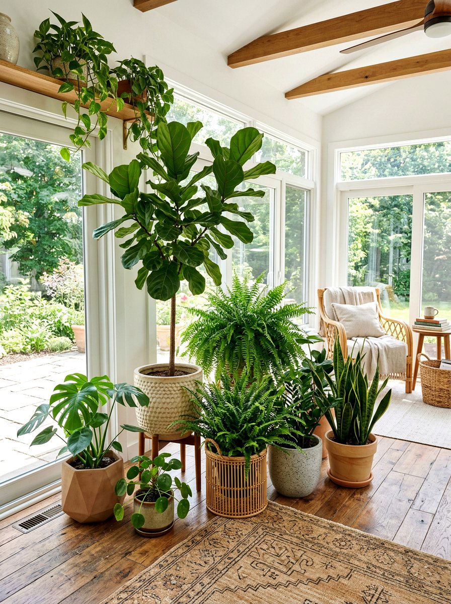 Indoor Plant Arrangement - 25 Spring Three Season Room Decor Ideas
