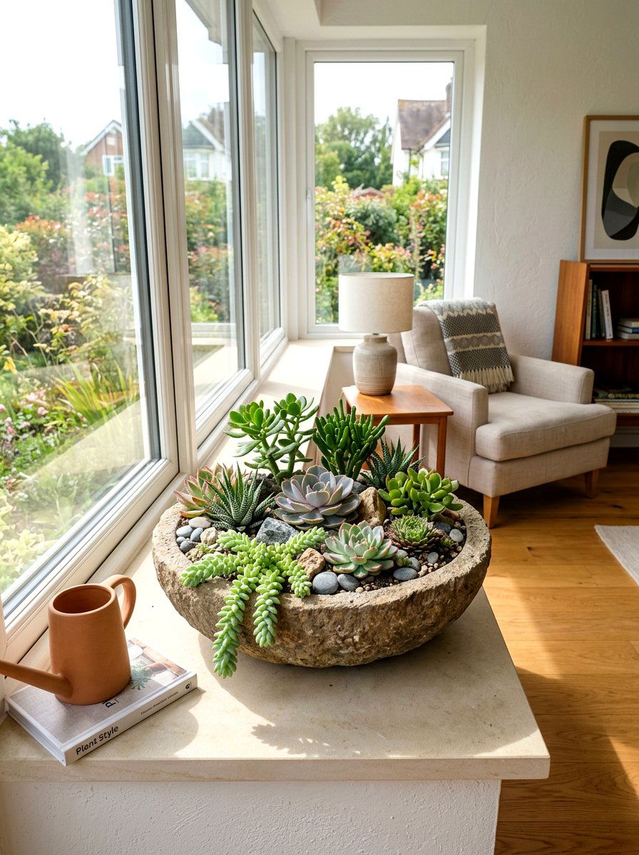 Indoor Succulent Garden - 25 Spring Bay Window Decor Ideas