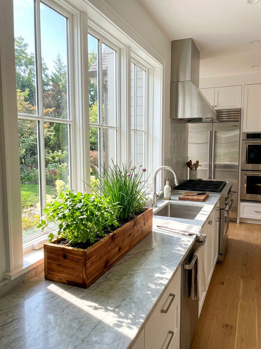 Indoor Windowsill Herb Box - 25 Spring Herb Planter Ideas