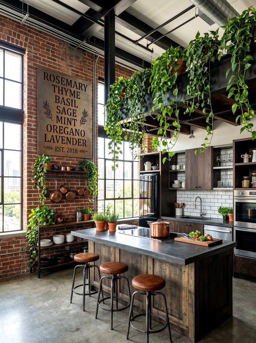 Industrial Loft Kitchen - 25 Spring Kitchen Sign Ideas