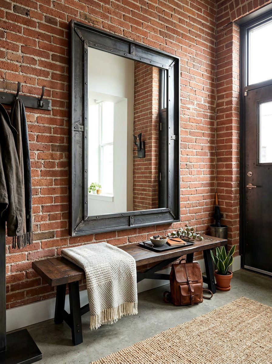 Industrial Metal Entryway Mirror - 25 Spring Entryway Mirror Ideas