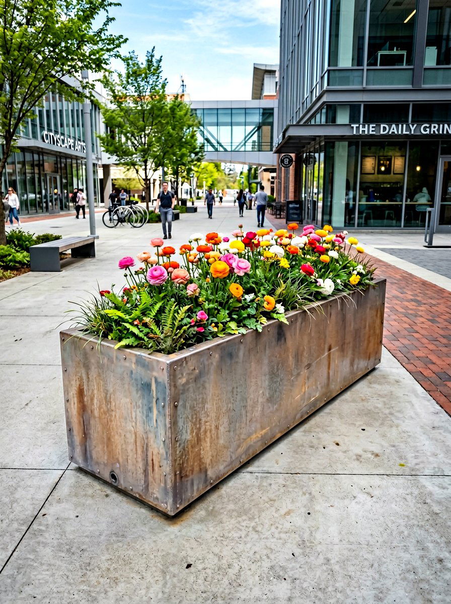 Industrial Metal Planter Box - 25 Spring Planter Box Ideas