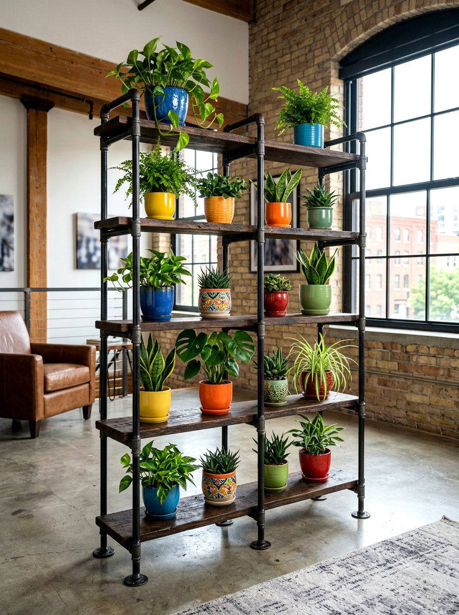Industrial Pipe Plant Stand - 25 Spring Flower Stand Ideas