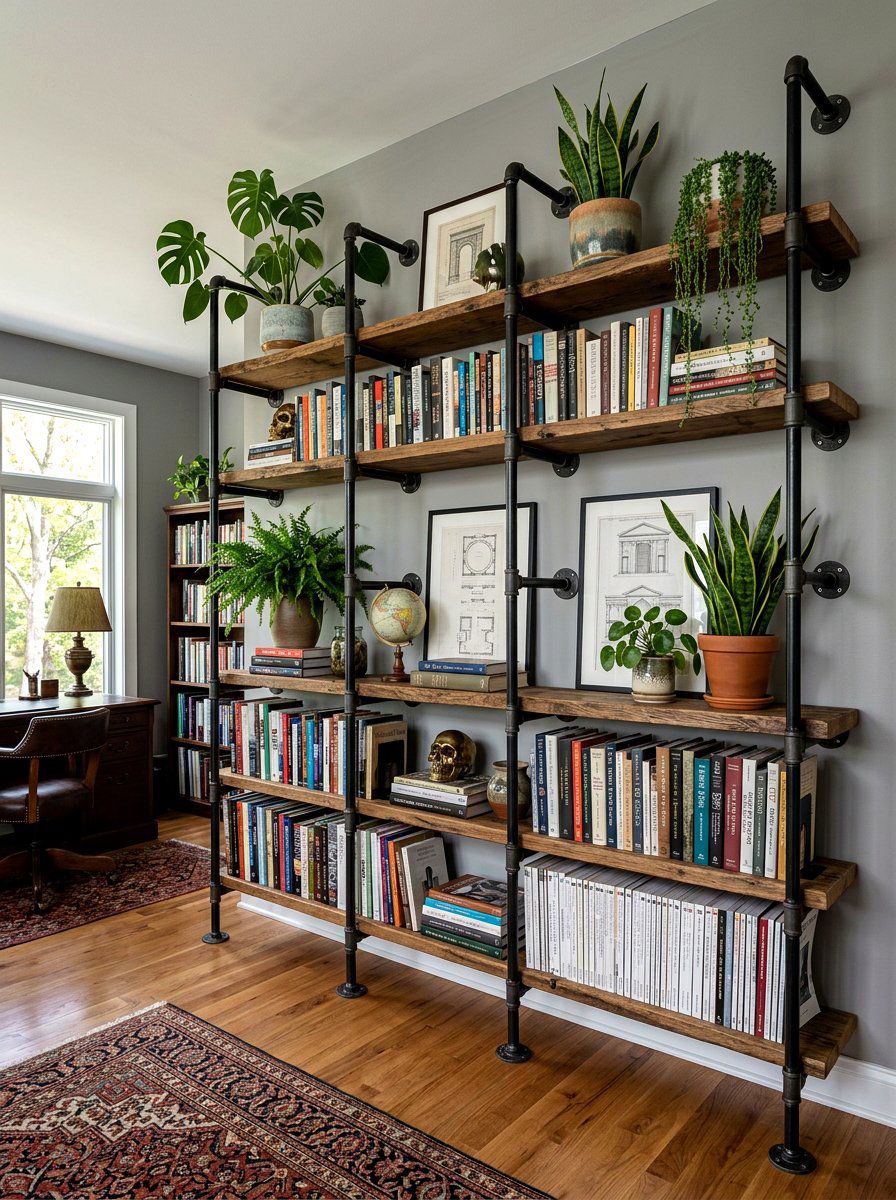 Industrial Pipe Shelf - 25 Spring Plant Stand Ideas
