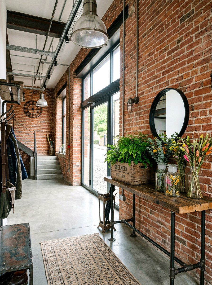 Industrial Spring Entryway - 25 Spring Entryway Table Decor Ideas