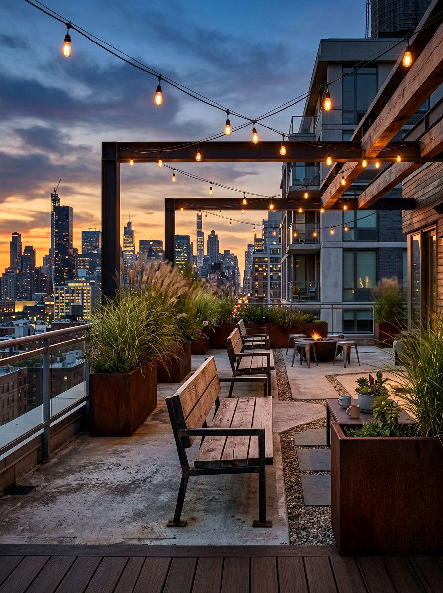 Industrial Style Rooftop - 25 Spring Rooftop Decor Ideas