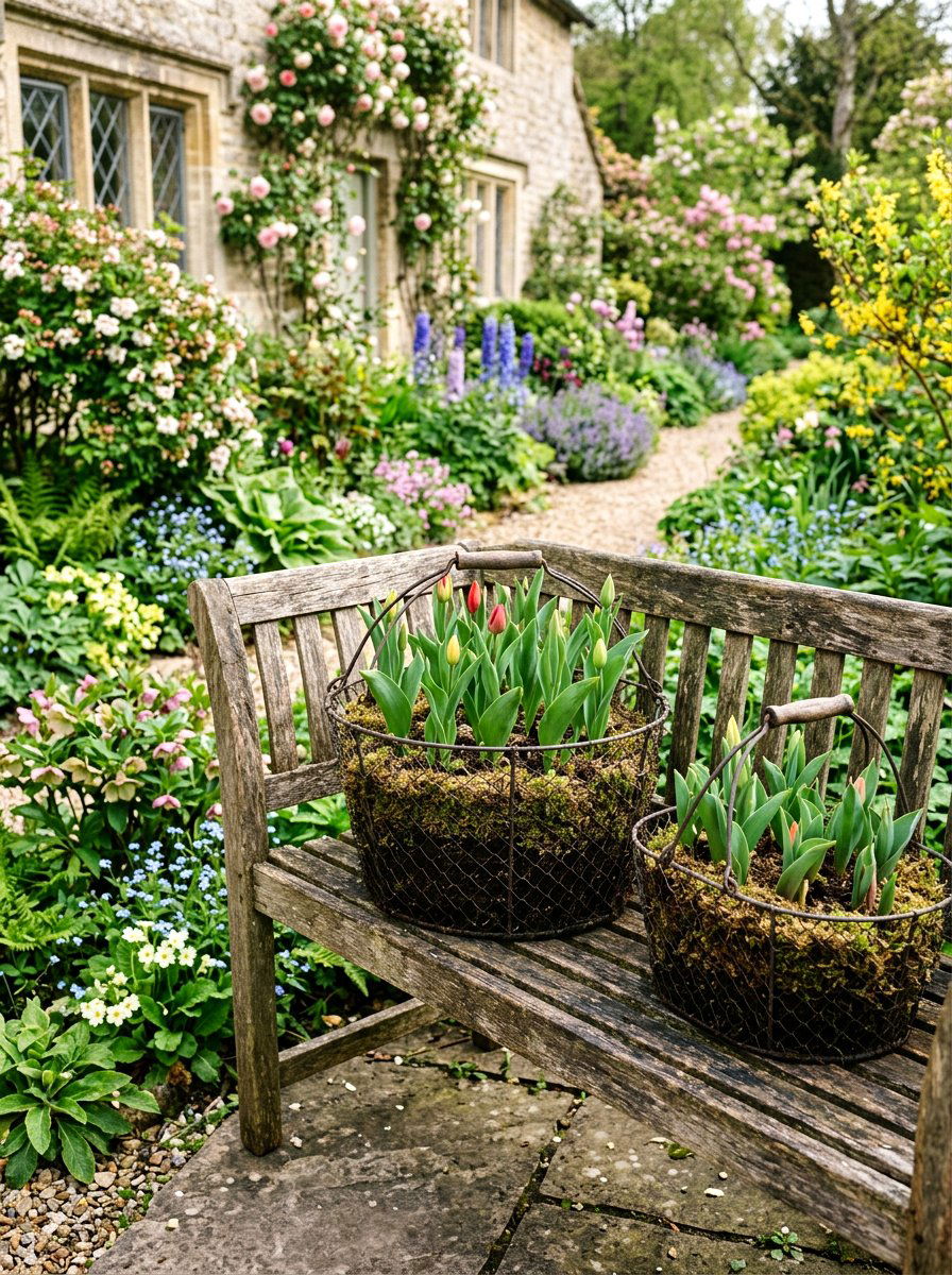 Industrial wire garden baskets - 25 Spring Metal Planter Ideas
