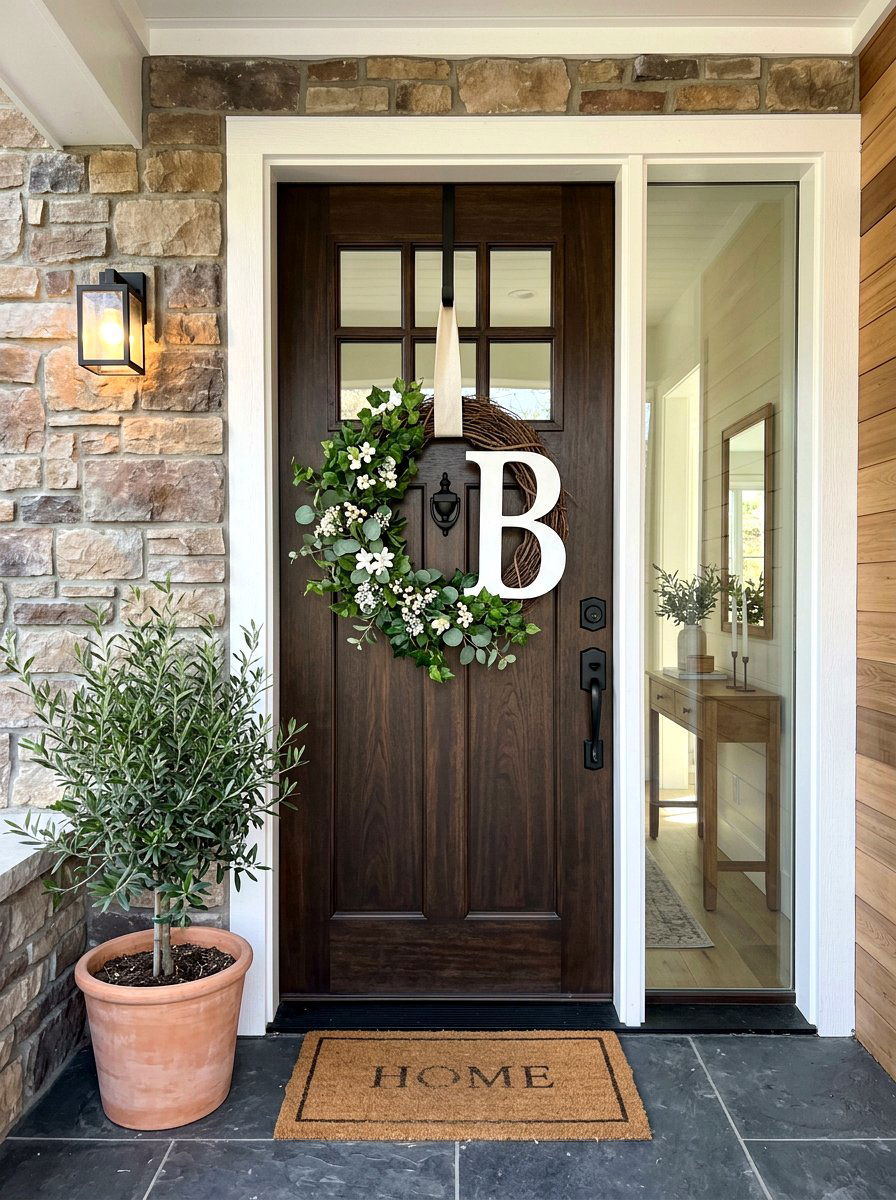 Initial Door Wreath - 25 Spring Grapevine Wreath Ideas