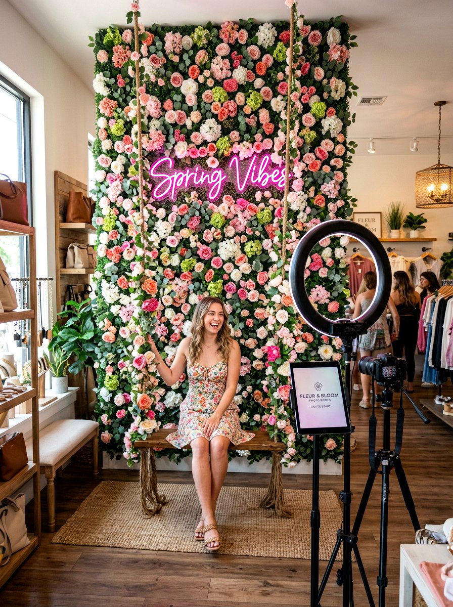 Interactive floral photo booth - 25 Spring Visual Merchandising Ideas