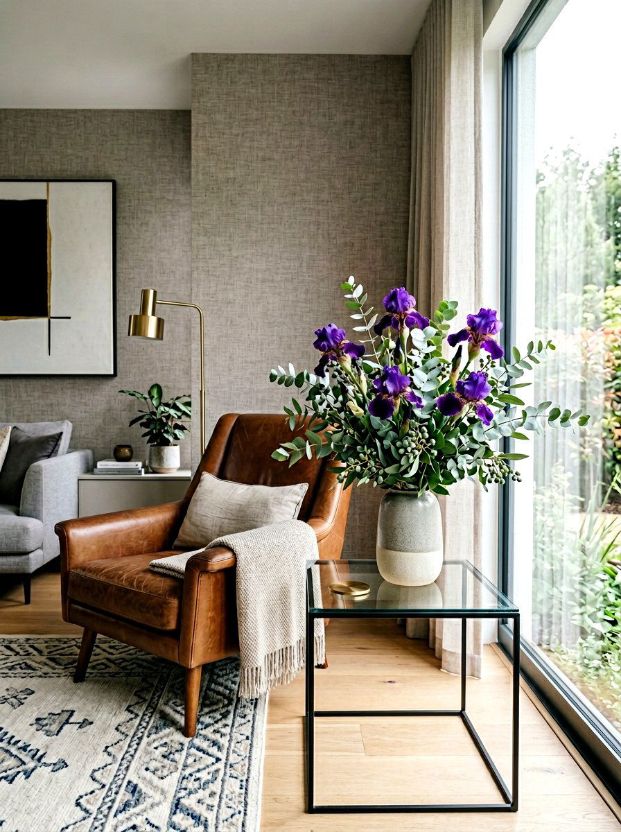 Iris Eucalyptus Arrangement - 25 Spring Iris Arrangement Ideas