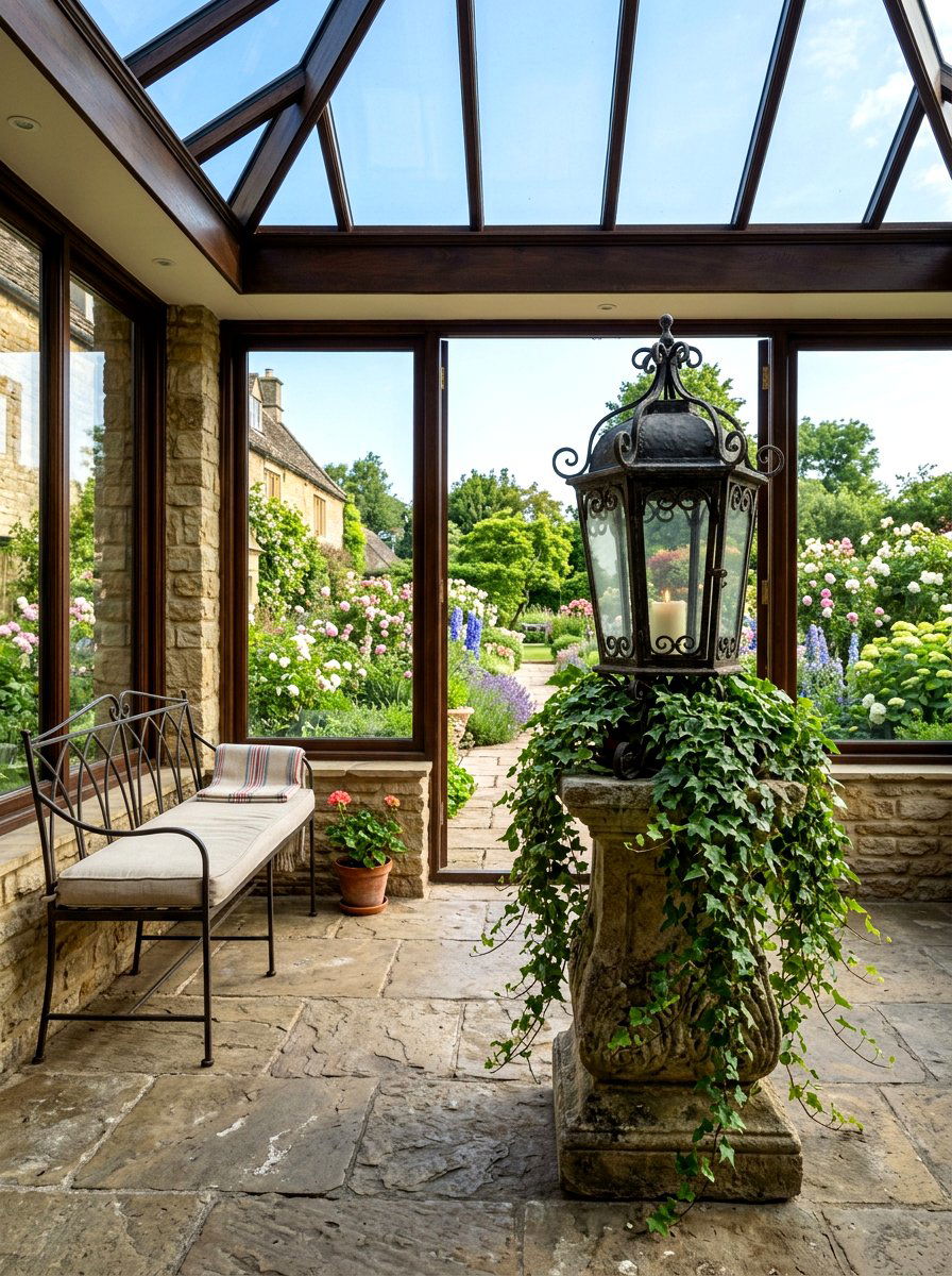 Iron Lantern With Ivy Trails - 25 Spring Lantern Centerpiece Ideas