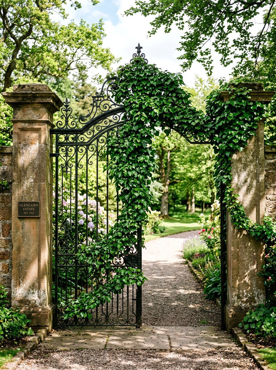 Iron gate ivy vine - 25 Spring Garden Gate Decor Ideas