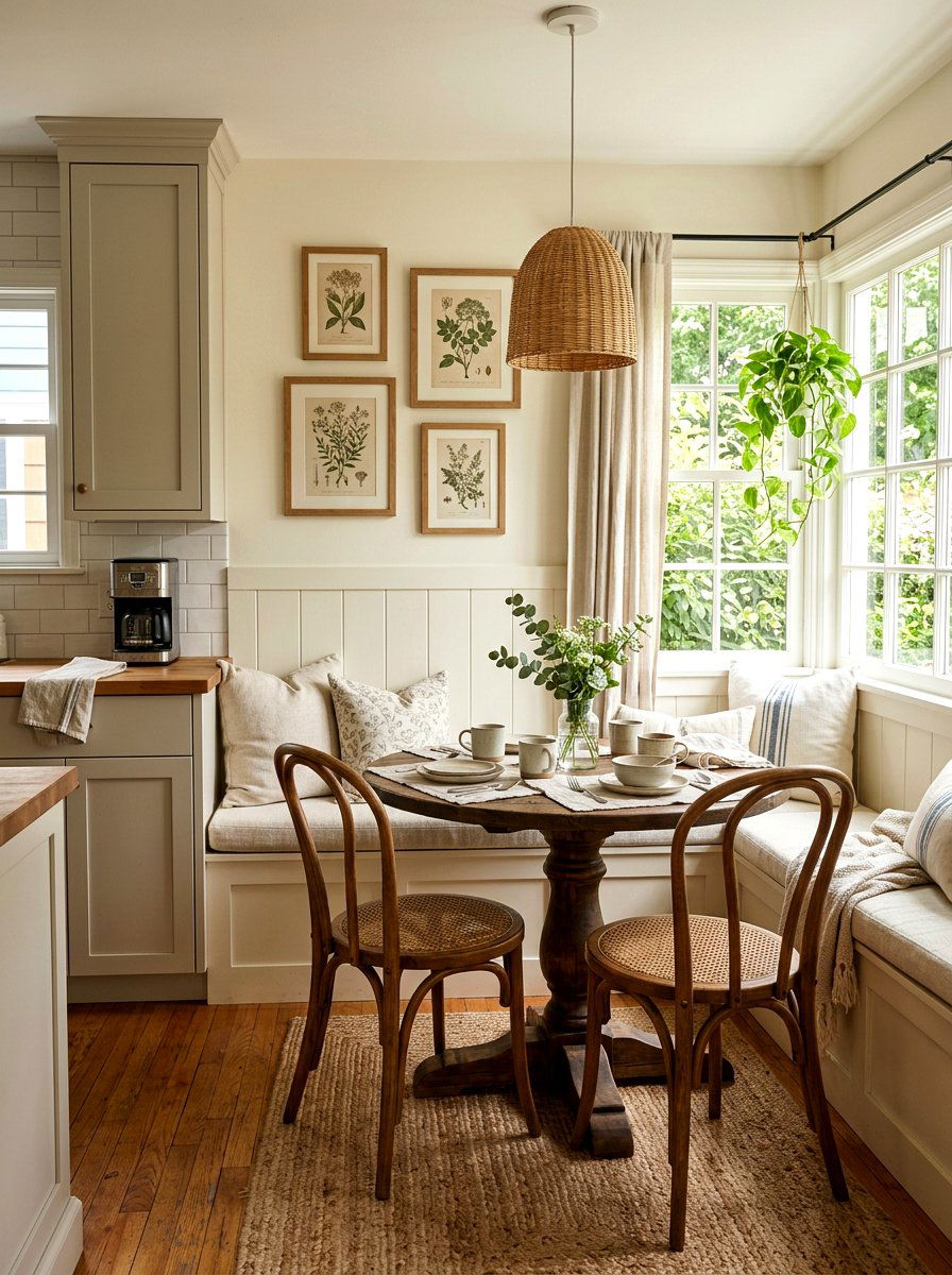 Ivory breakfast nook - 25 Spring Cream Decor Ideas