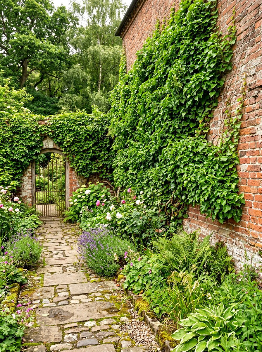 Ivy Climbing On Brick Wall - 25 Spring Brick Wall Decor Ideas