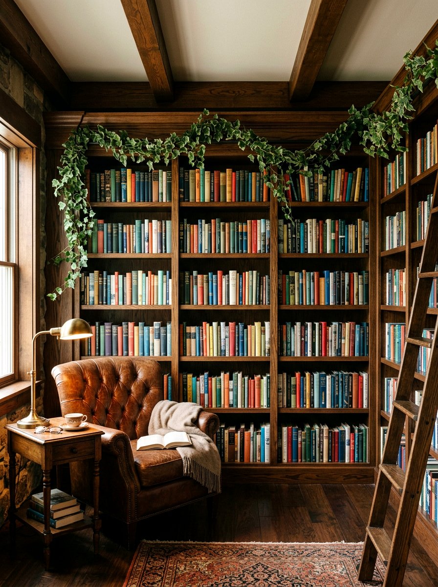 Ivy Garland For Bookshelves - 25 Spring Greenery Garland Ideas