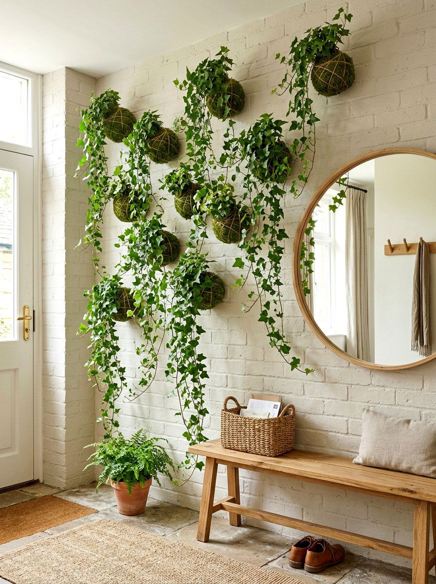 Ivy Kokedama Wall Decor - 25 Spring Moss Ball Plant Ideas