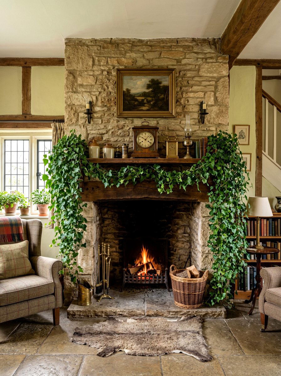 Ivy Mantel Garland - 25 Spring Mantel Garland Ideas