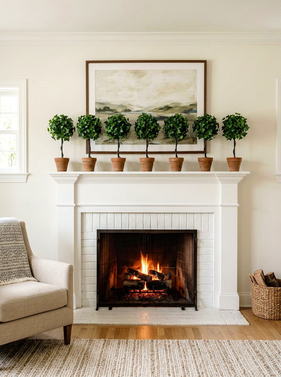 Ivy Topiary Mantel Decor - 25 Spring Ivy Topiary Ideas