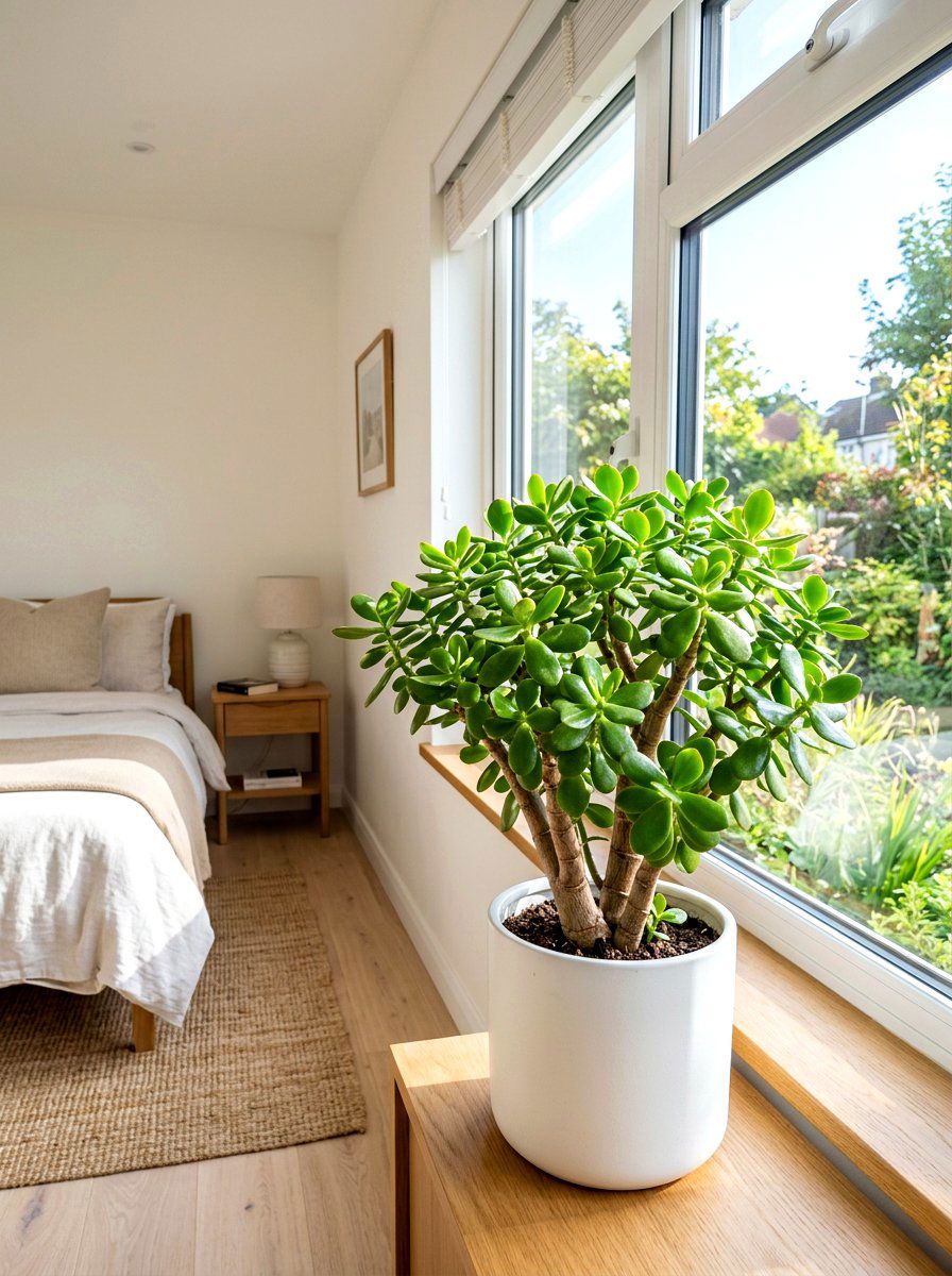 Jade Plant Sunny Windowsill - 25 Spring Bedroom Plant Ideas