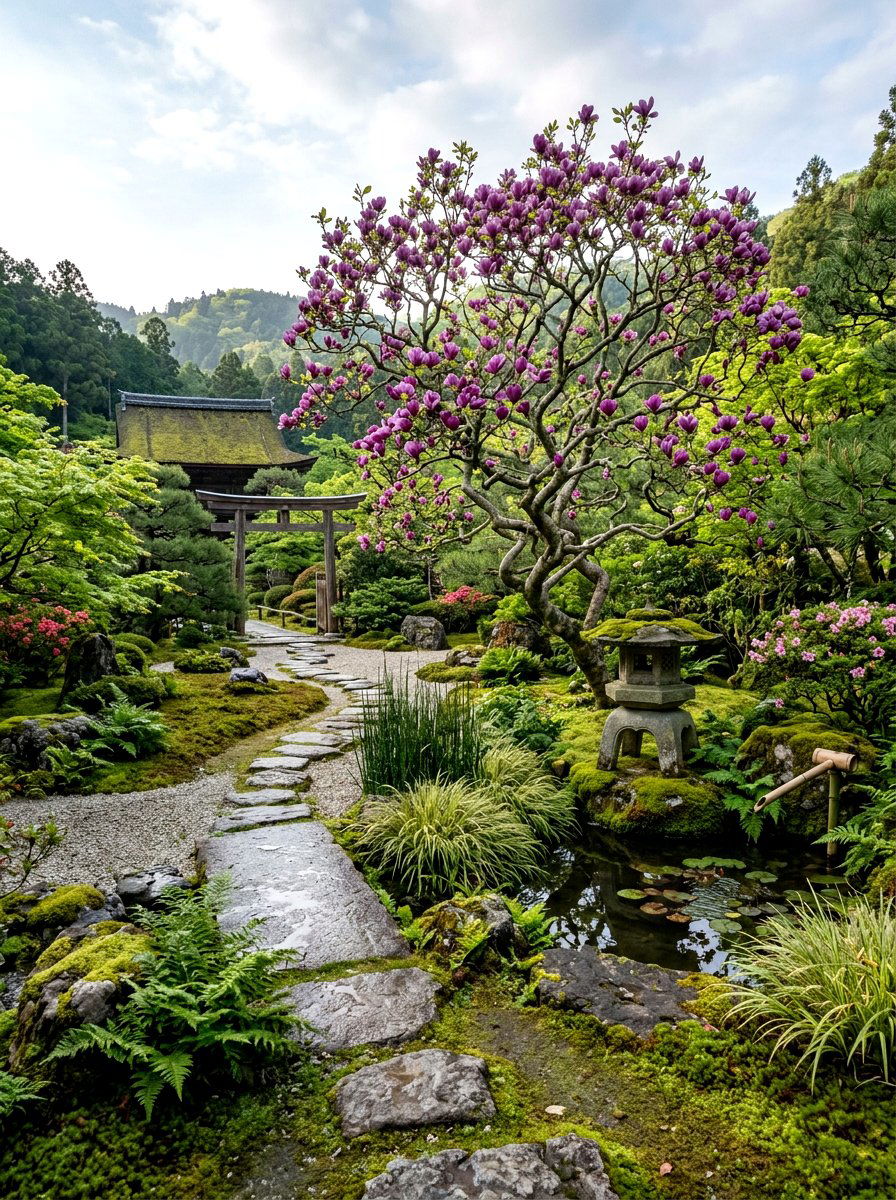 Japanese Magnolia Garden - 25 Spring Magnolia Tree Ideas