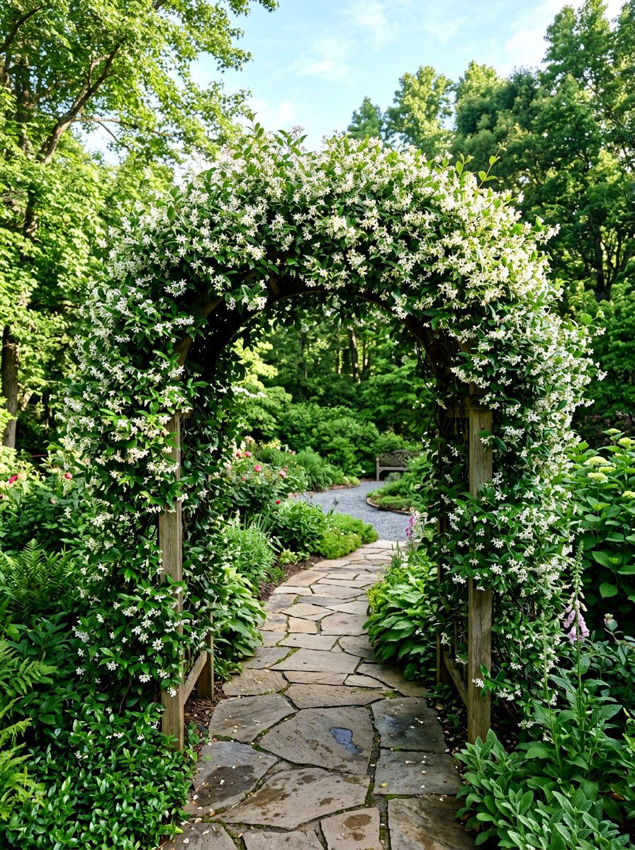 Jasmine Vine For Scented Walkway - 25 Spring Garden Arbor Decor Ideas