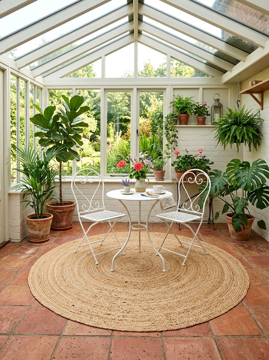 Jute Area Rug - 25 Spring Conservatory Decor Ideas