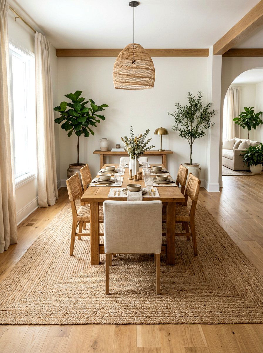 Jute Dining Rug - 25 Spring Dining Room Decor Ideas