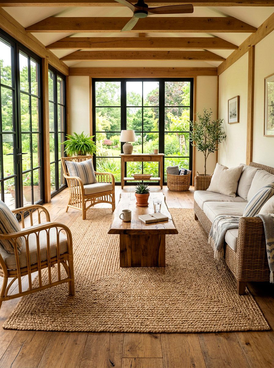 Jute Rug Placement - 25 Spring Three Season Room Decor Ideas