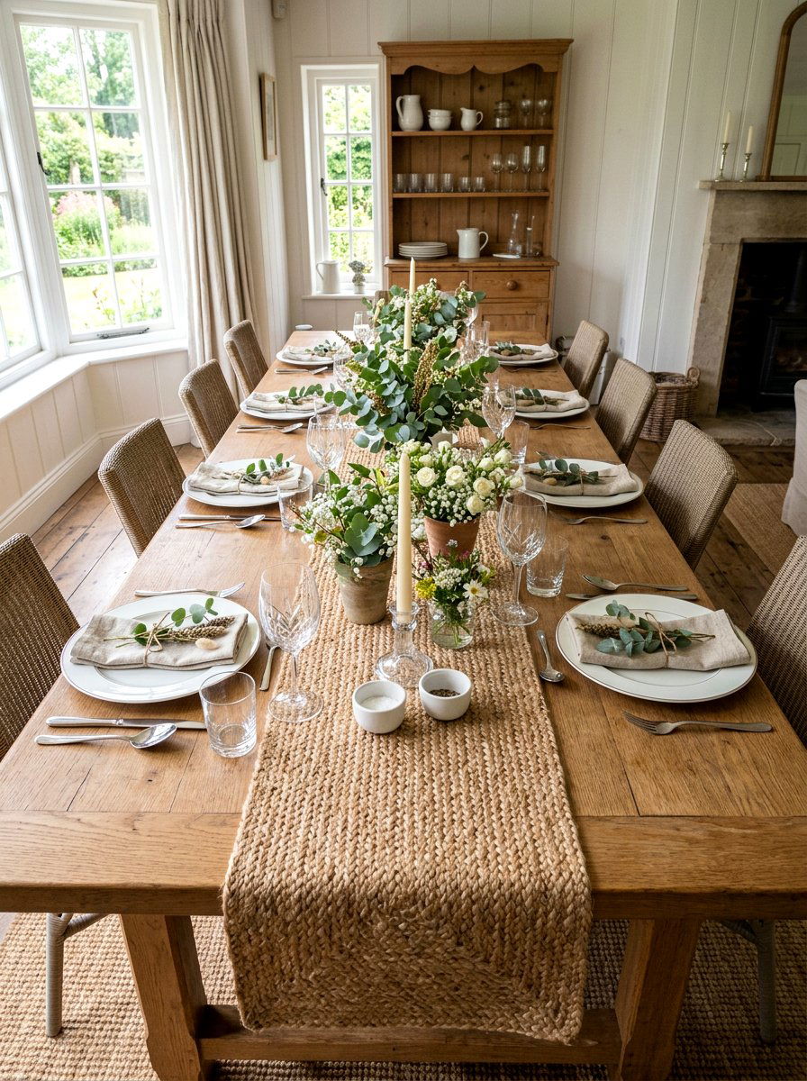 Jute Table Runner - 25 Spring Woven Decor Ideas