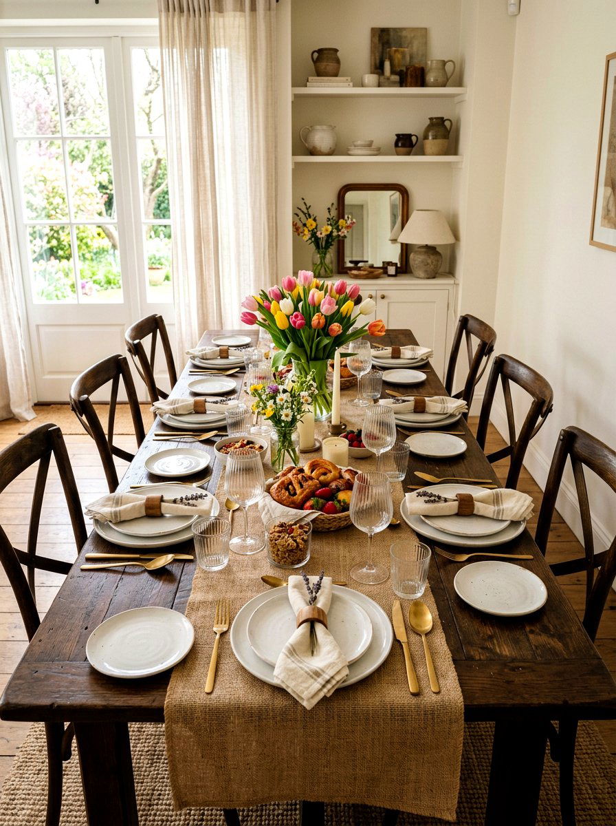 Jute Table Runner - 25 Spring Jute Decor Ideas