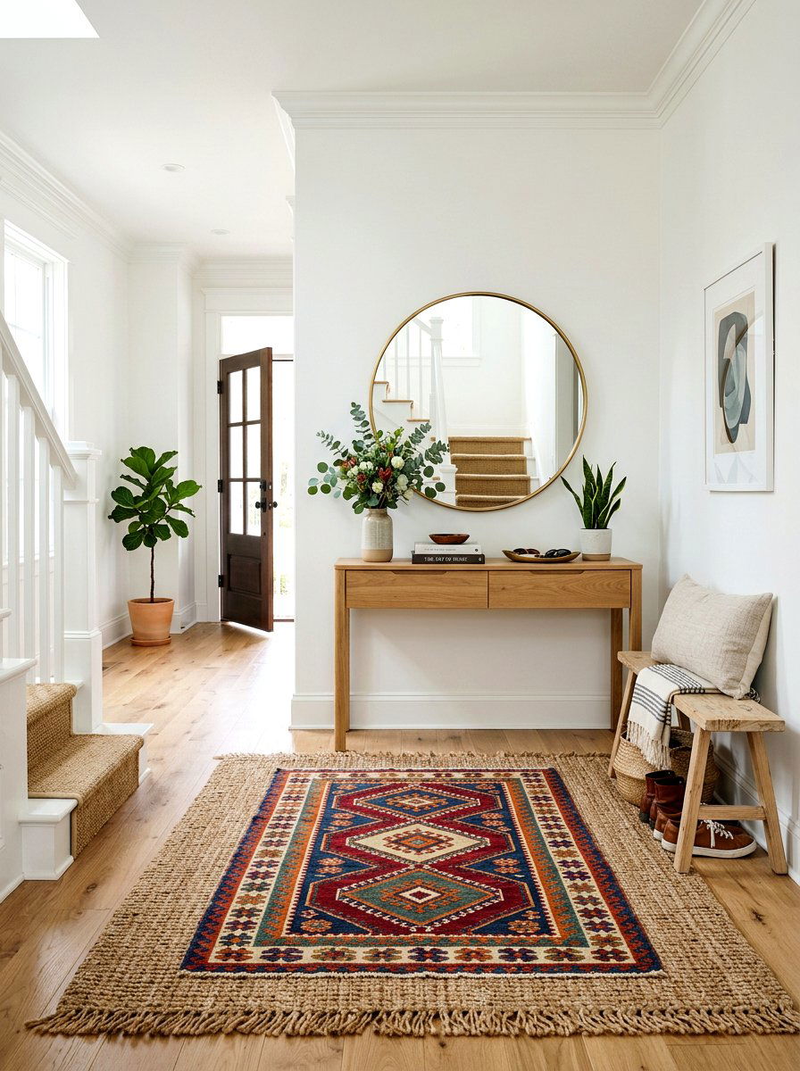 Jute rug entryway - 25 Spring Bohemian Decor Ideas