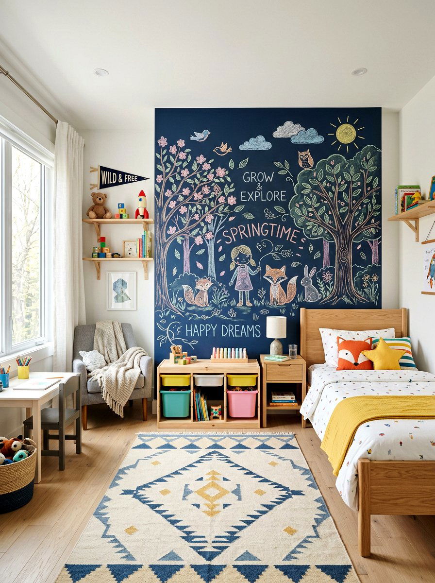 Kid bedroom creative chalkboard wall - 25 Spring Chalkboard Decor Ideas