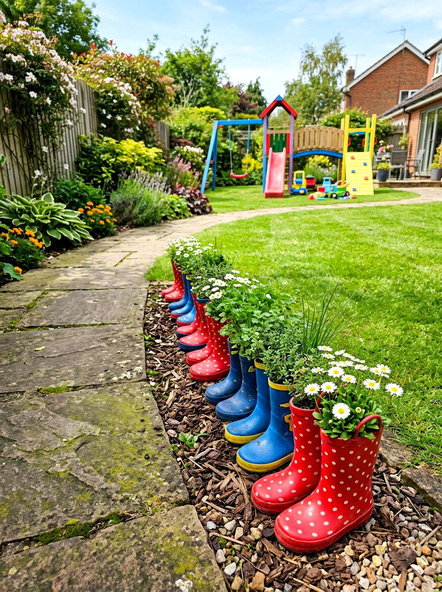 Kids Colorful Boot Planter - 25 Spring Boot Planter Ideas